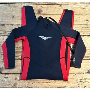 Sea Skin Wetsuit Youth Size 12 Red Black Full Body Zip 3MM Neoprene Scuba Gear